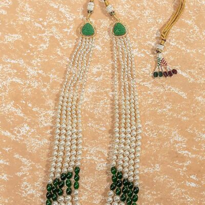 Ivory and Dark Green Pearl Mala