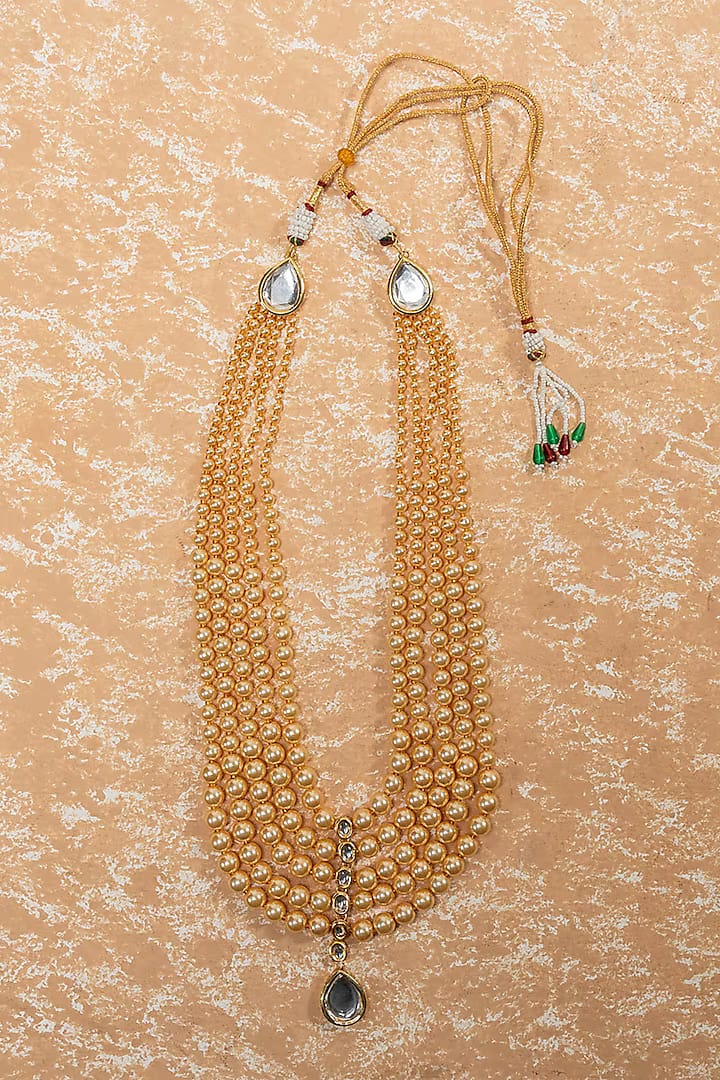 Gold Crystal & Beaded Layered Mala - Image 2