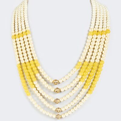 Yellow & White Moti Mala