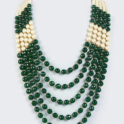 Rama Green & Cream Layered Mala