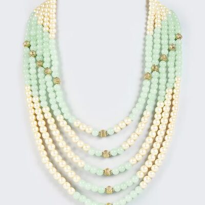 Aqua & Cream Layered Mala
