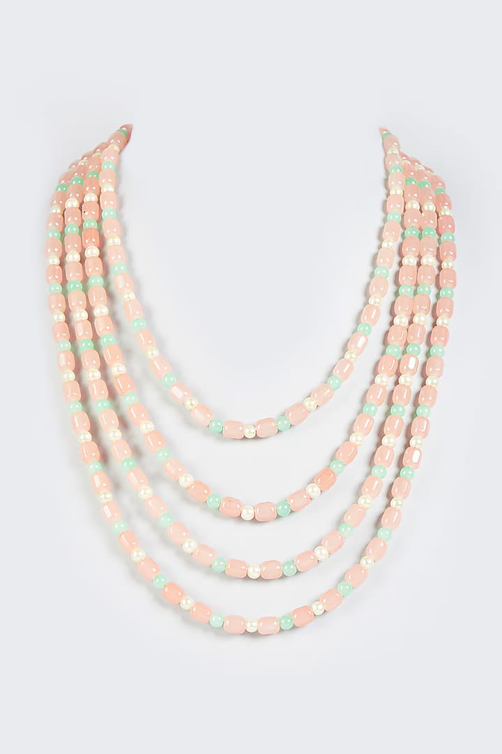 Beige & Aqua Moti Mala