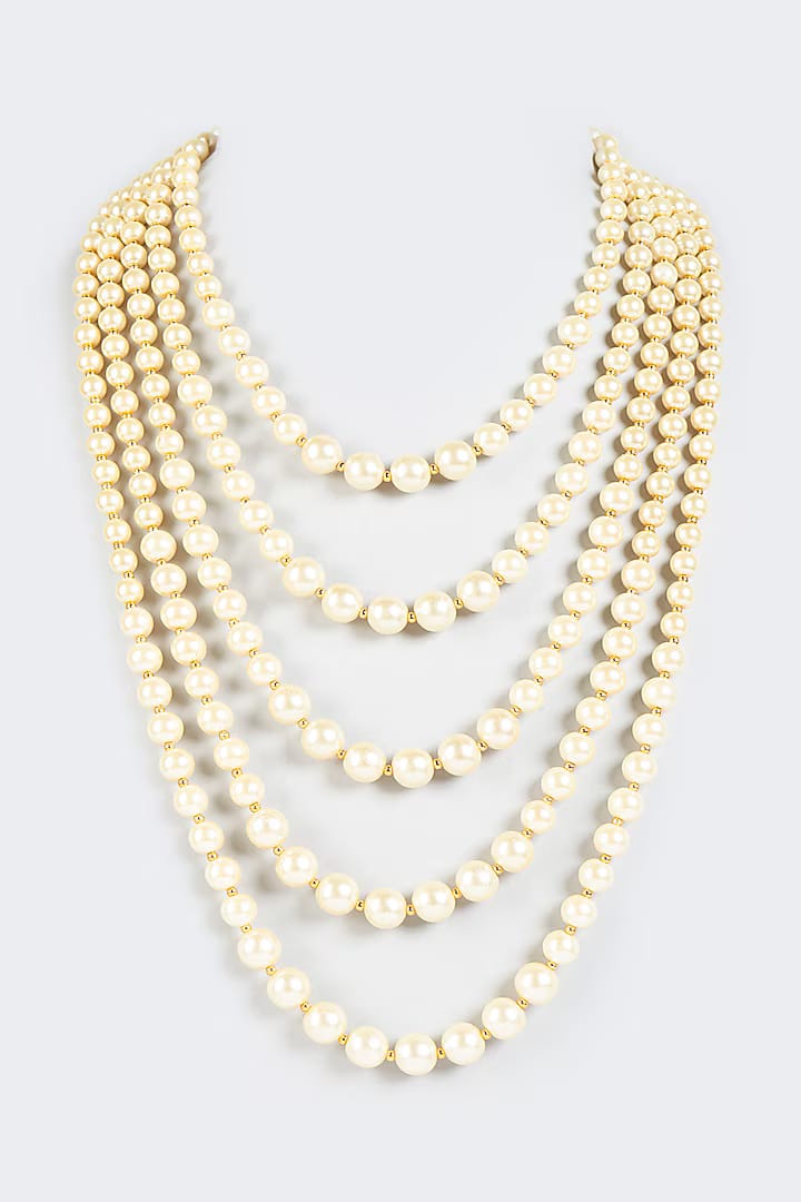Cream Mala With Pearls