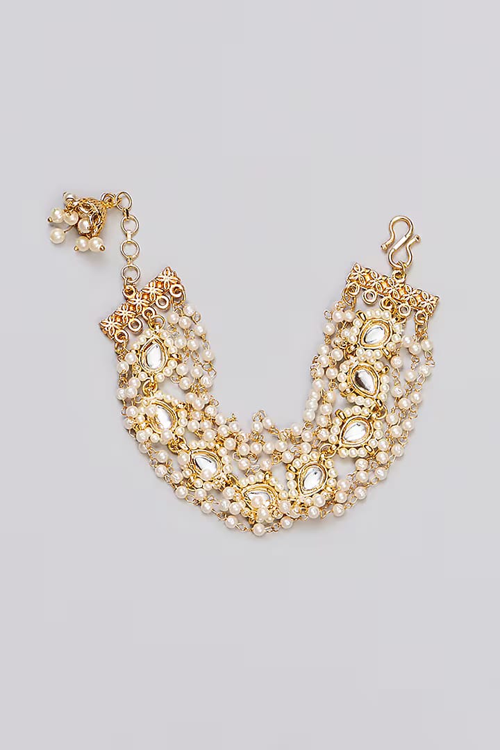 White Gold Tone Kundan Braclet - Image 3