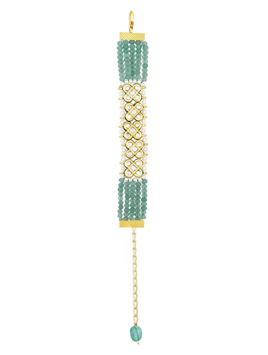 White Gold Tone Kundan Braclet - Image 2