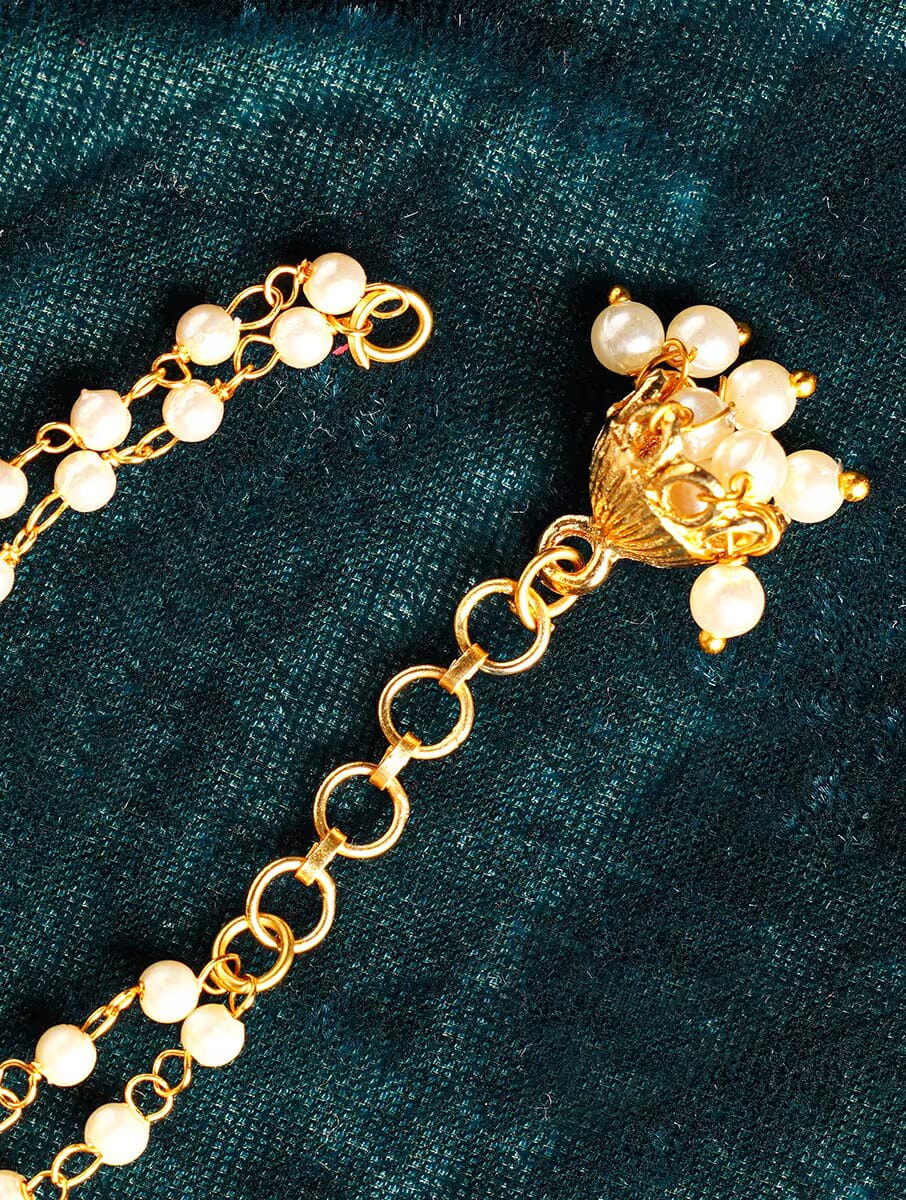 White Gold Tone Kundan Hathphool (Set Of 2) - Image 4