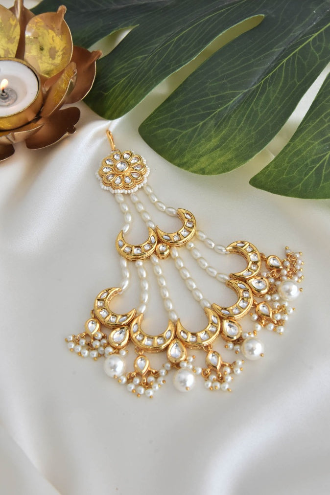 Gold Plated Green Emerald Kundan Passa Bridal Jhoomar Jewellery