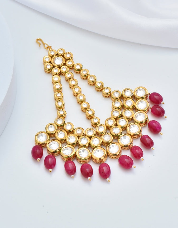 Gold Plated Green Emerald Kundan Passa Bridal Jhoomar Jewellery
