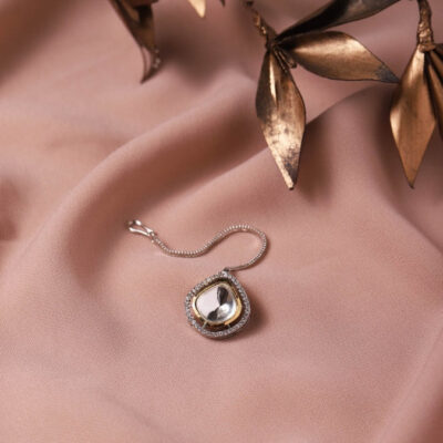 Silver Tone Studded & Beaded Handcrafted Maangtikka