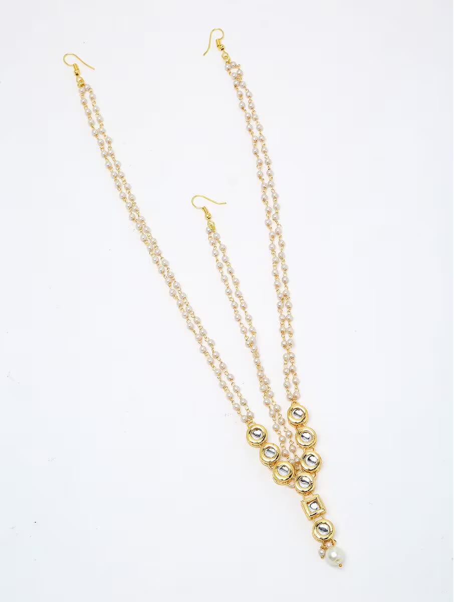 Gold Finish Kundan Polki Mathapatti - Image 2