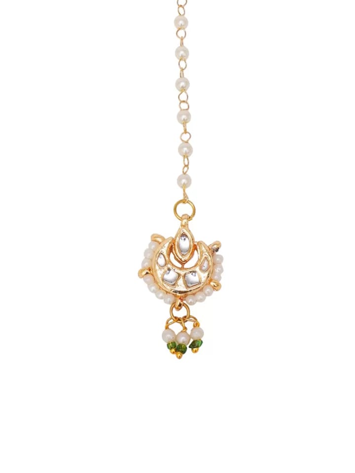 Gold-Plated Studded & Beaded Handcrafted Maangtikka - Image 3