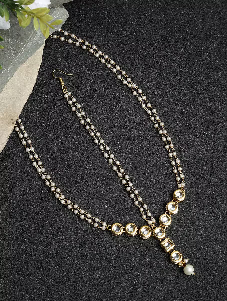 Gold Finish Kundan Polki Mathapatti