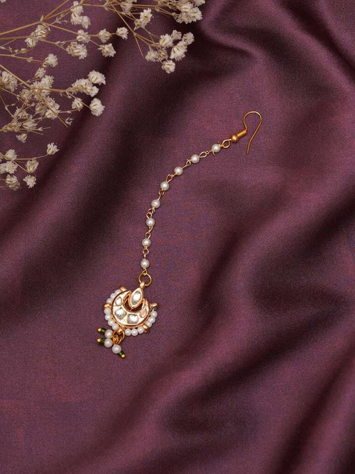 Gold-Plated Studded & Beaded Handcrafted Maangtikka