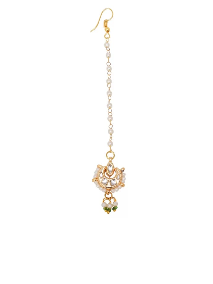 Gold-Plated Studded & Beaded Handcrafted Maangtikka - Image 4