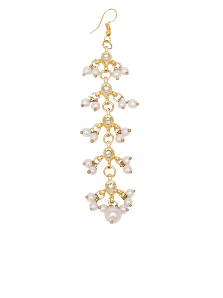 Gold-Plated Studded & Beaded Handcrafted Maangtikka - Image 3