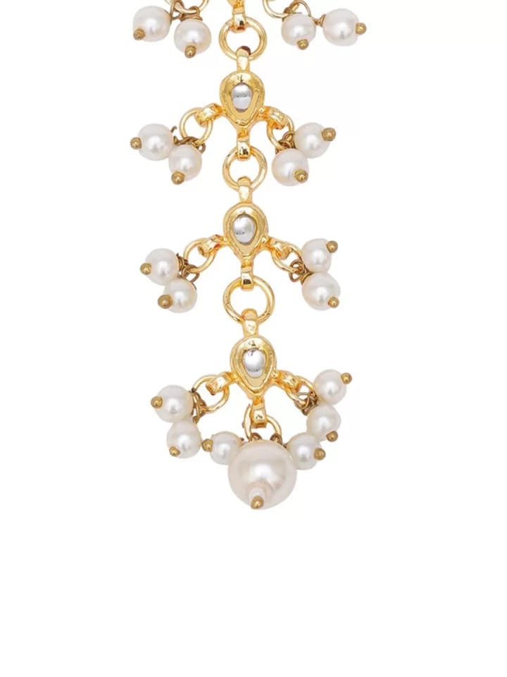 Gold-Plated Studded & Beaded Handcrafted Maangtikka - Image 4