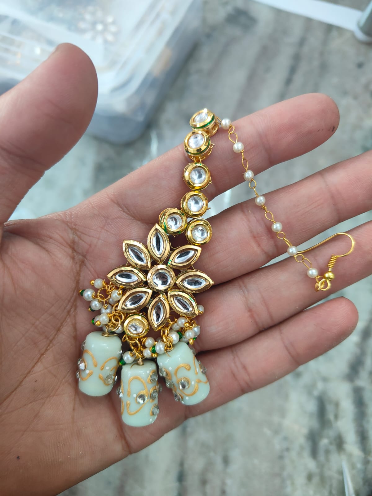 Gold-Plated Studded & Beaded Handcrafted Maangtikka