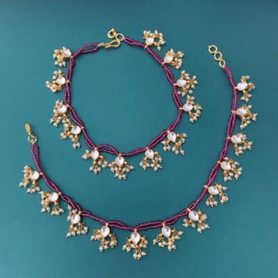 Ruby Red & Kundan Anklet