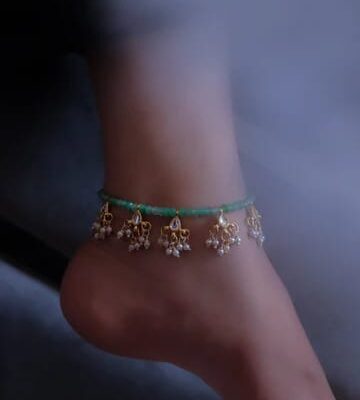 Sky Blue Onyx & Kundan Anklet