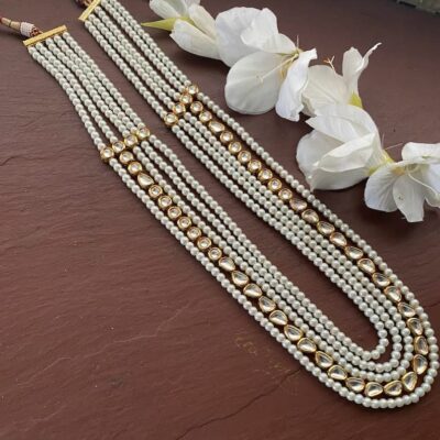Gold Finish Kundan Polki Layered Mala