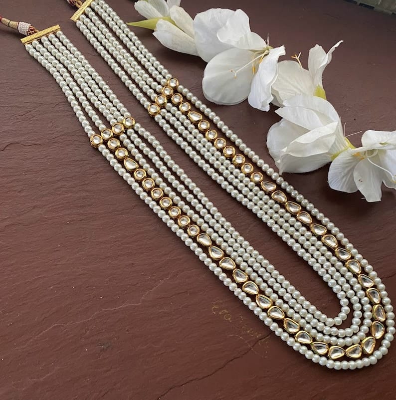 Gold Finish Kundan Polki Layered Mala