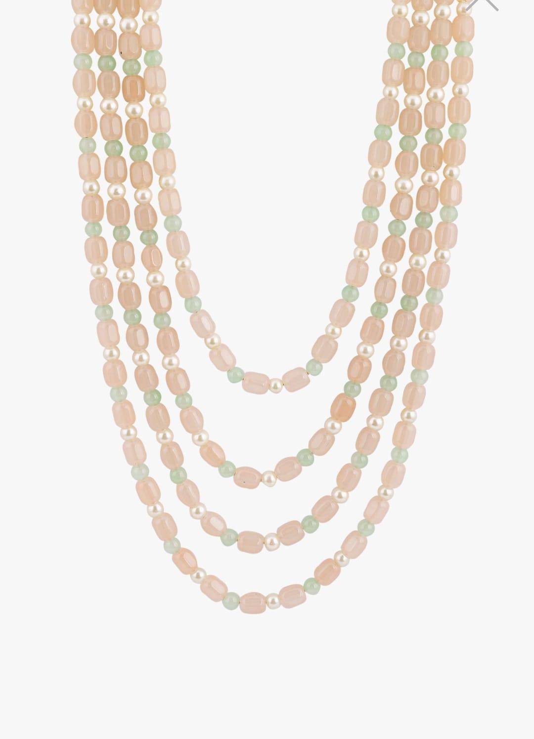 Layered Peach And Green Beaded Mala - Image 4