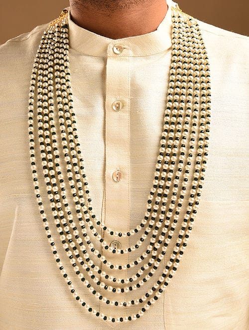 White & Green beaded necklace for Man - Image 2