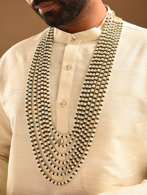 White & Green beaded necklace for Man - Image 3