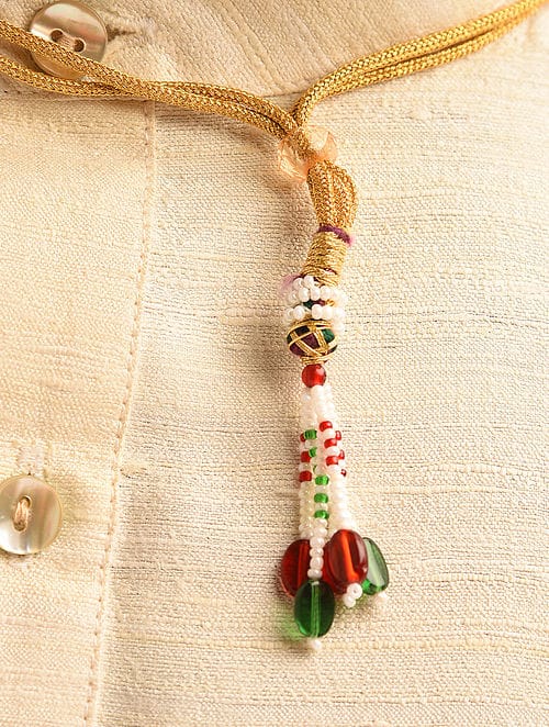 White & Green beaded necklace for Man - Image 4