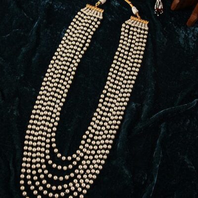 White & Green beaded necklace for Man