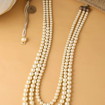 White beaded necklace for men