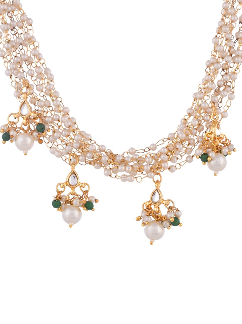 Pearl kundan gold plated jewellery set - Image 4