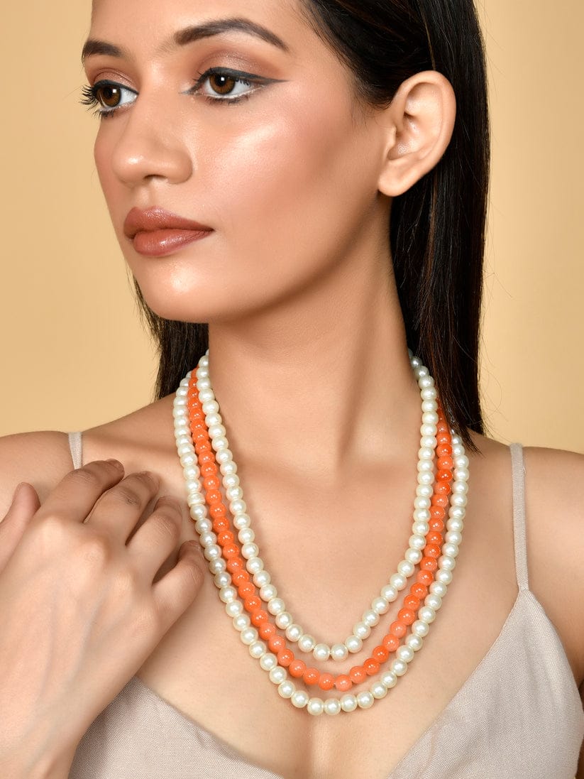 Orange Pearls Layered Necklace - Image 2