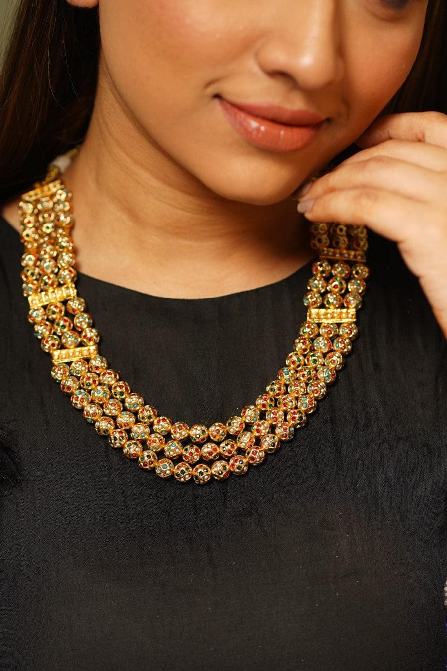 Moti 3 Layer Haar Mala | Necklace - Image 2