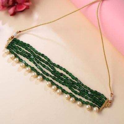 Green & White Stone Choker Set