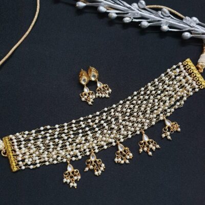 Pearl Beaded Kundan Choker Necklace