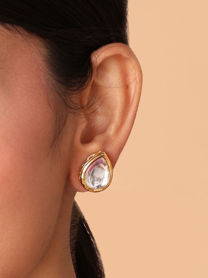 Pack Of 4 White Color Kundan Earrings - Image 5