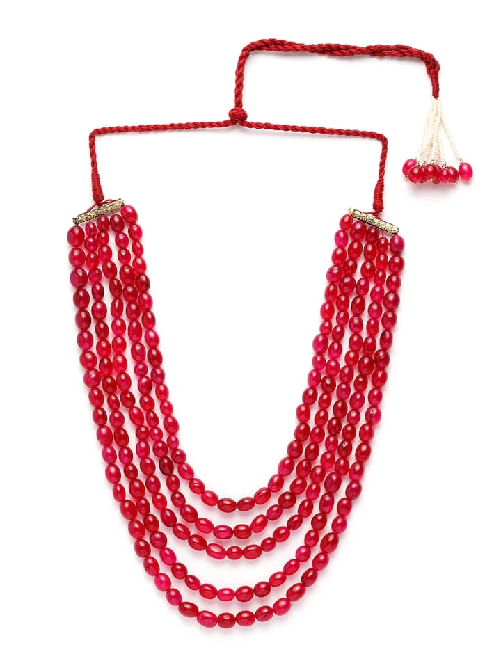 New Five Line Red Ruby touch Long Necklace - Image 2