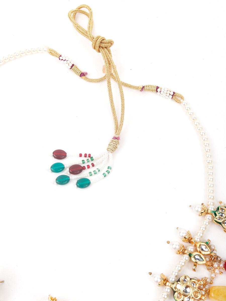 Gold Plated Pearl Necklace Set With Earrings - Image 8