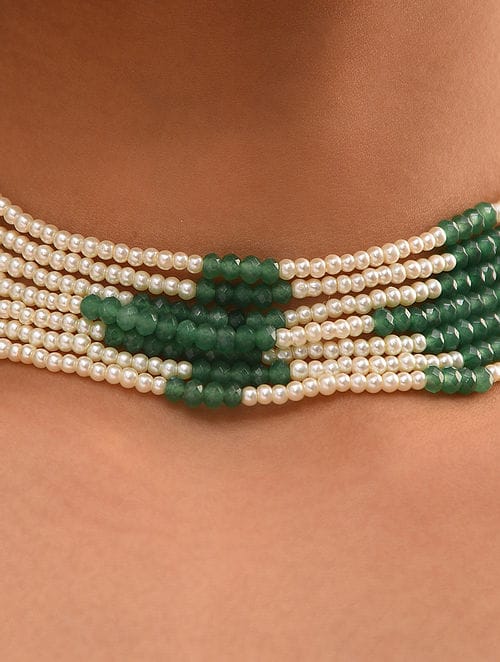 Green Gold Tone Emerald Necklace - Image 2