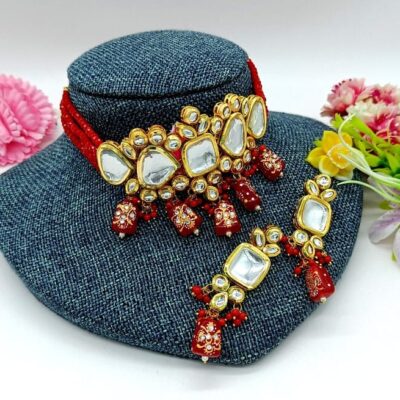 Bollywood Inspire Kundan Choker Necklace Set