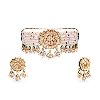 Gold Finish Choker Necklace Set