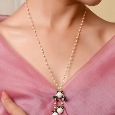 Gold-Toned & White Brass Gold-Plated Necklace