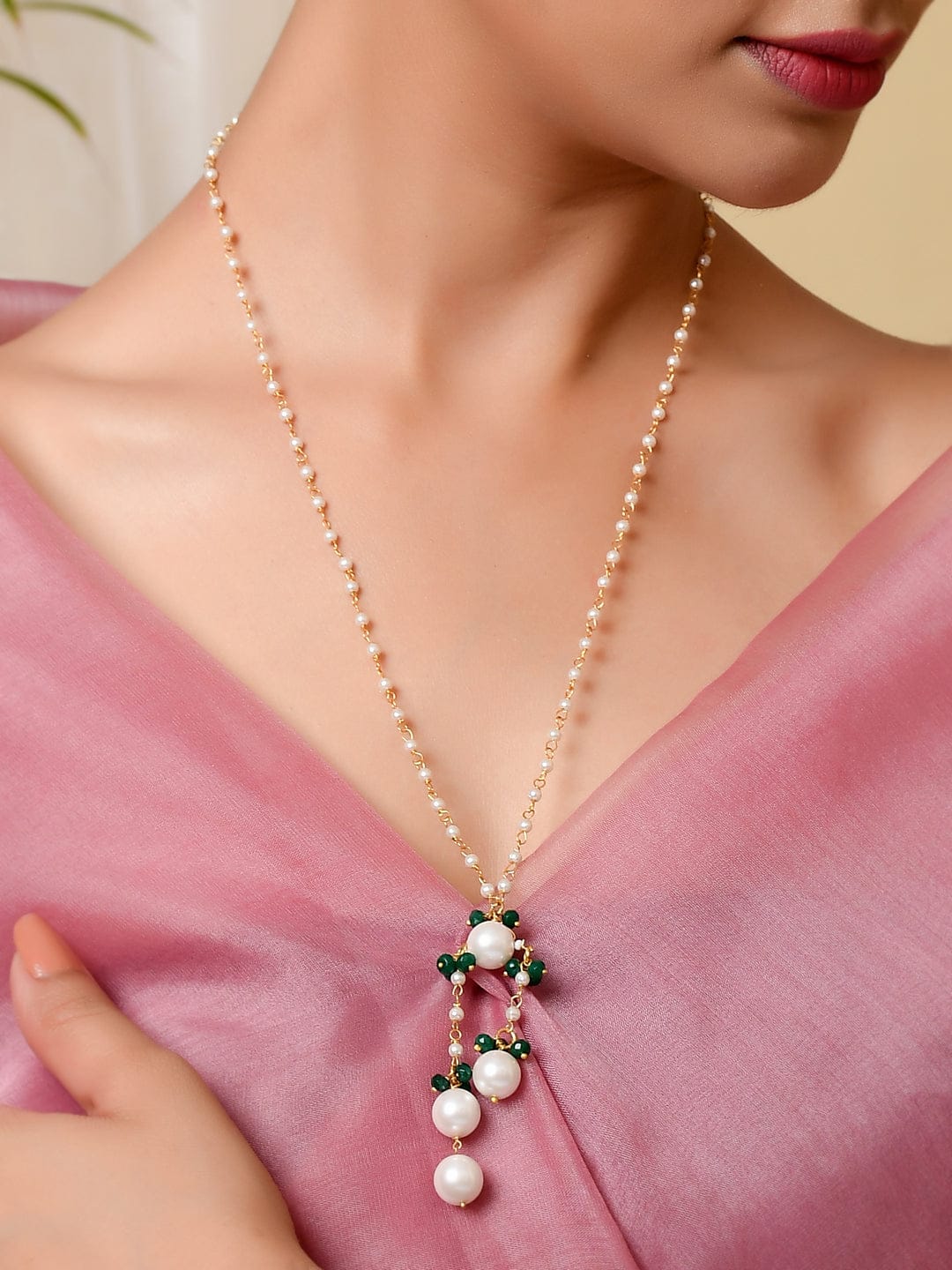 Gold-Toned & White Brass Gold-Plated Necklace