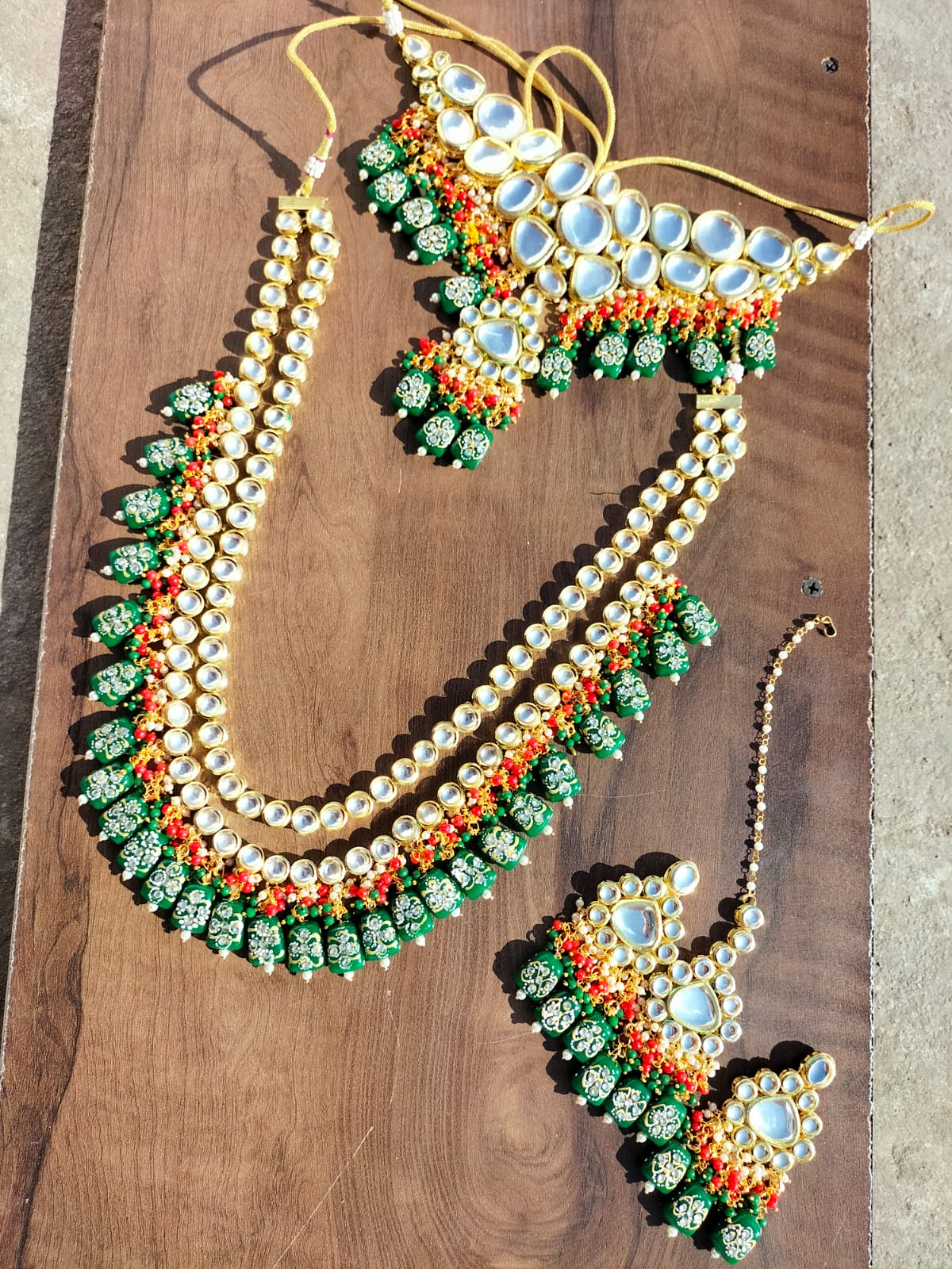 Premium Quality Kundan Bridal Necklace With Earring & Maangtika