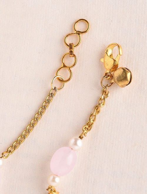 Gold Toned & White Brass Gold Plated Necklace - Image 5