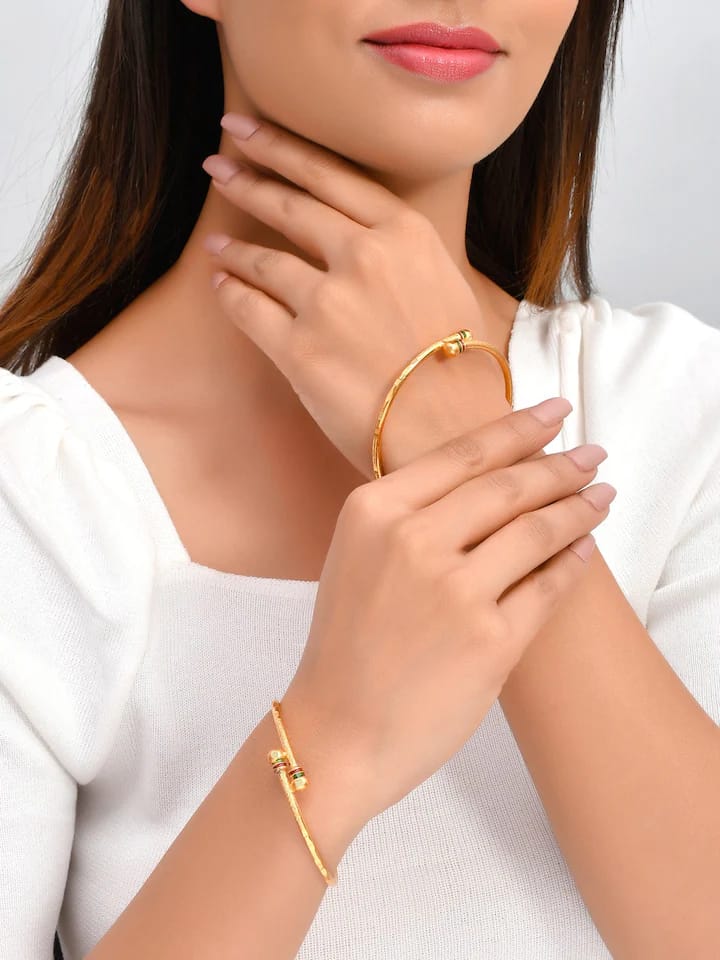 Gold Plated Bangle Chudi Meenakari Meena Work Kada Pack of 2 - Image 2