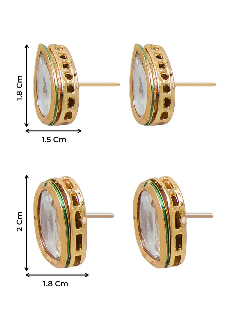 Pack Of 4 White Color Kundan Earrings - Image 6