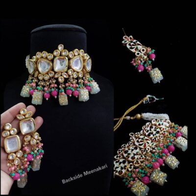 Indian Kundan Choker Jewelry | Bollywood Inspired Jewelry Pakistani Indian Wedding Necklace | Bridal Choker