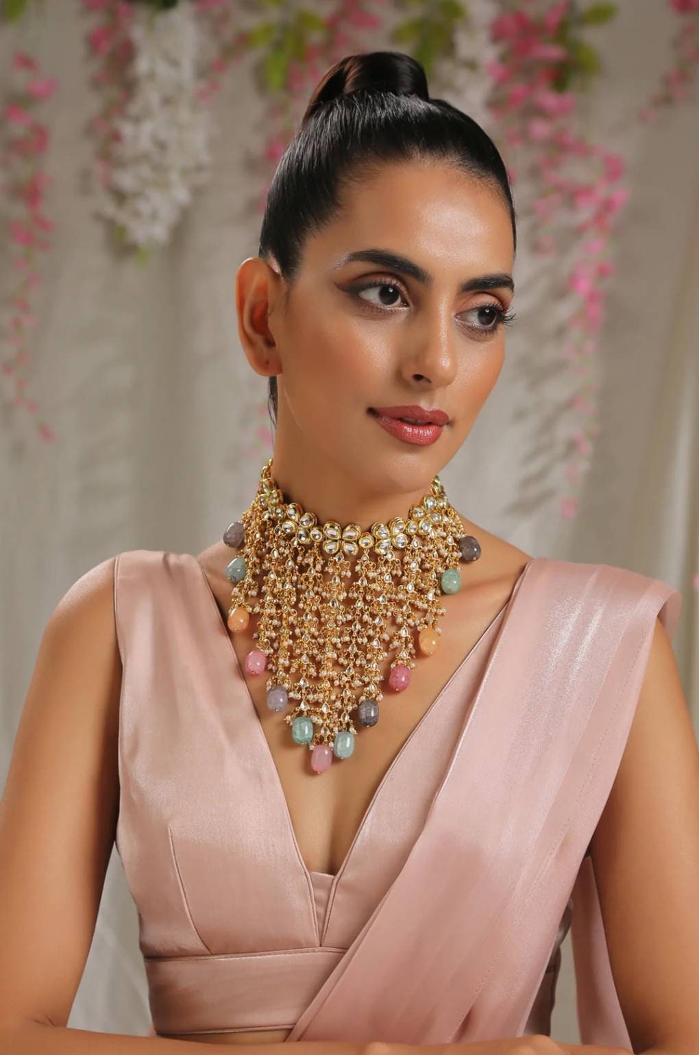 Indian flower Choker, Indian Jewelry, Bollywood Jewelry, Pakistani Jewelry, Indian Wedding Necklace, Bridal Choker, Kundan Necklace, Choker - Image 4